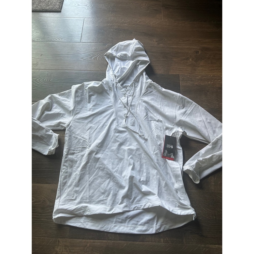 Mountain Hardwear Mallorca Stretch Long Sleeve Hoodie Shirt White UPF 50 OL7455